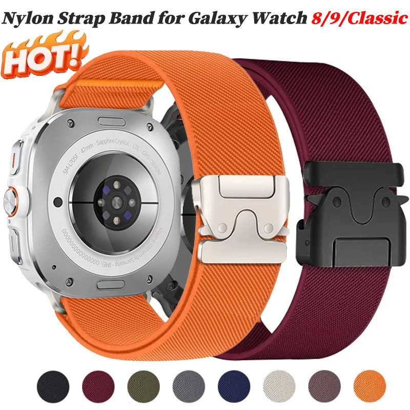 สายรัดไนลอนสําหรับ Samsung Galaxy Watch 9 8 40 44 มม. 8 คลาสสิก 46 มม.สร้อยข้อมือระบายอากาศ Correa Band