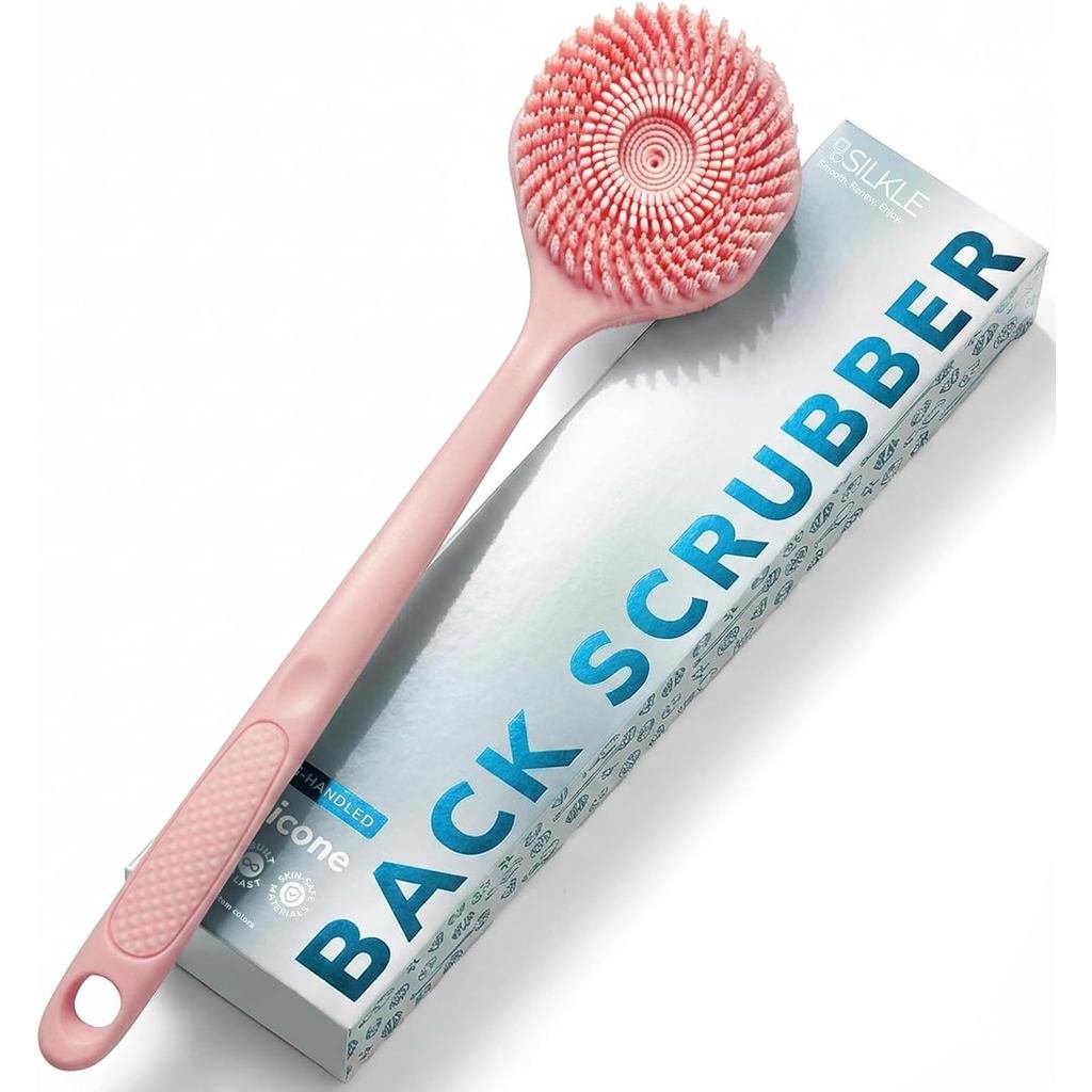 SILKLEBackScrubberforShower-ShowerScrubberwithLongHandle|BodyScrubber,EasyRach-BodyExfoliator&Angled