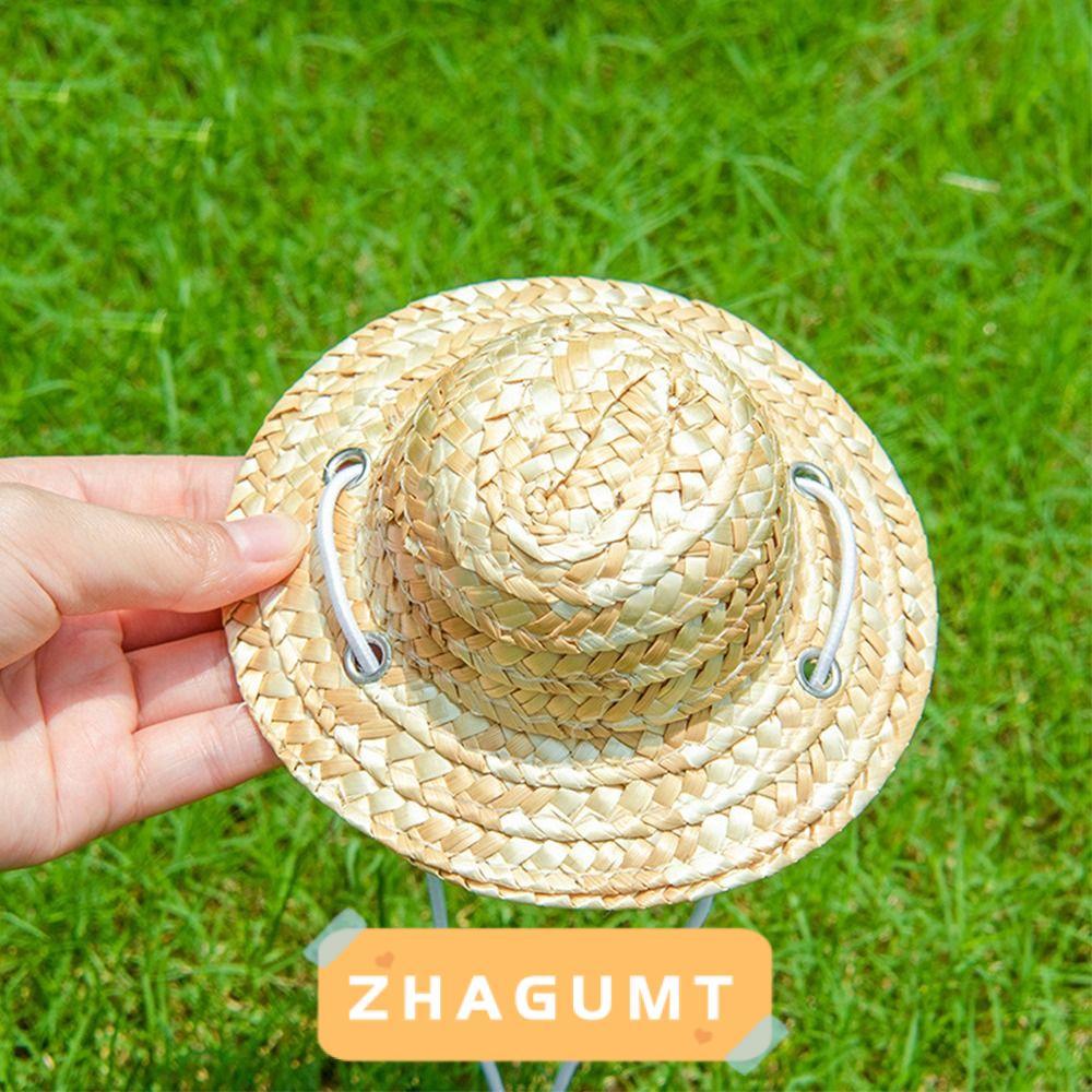ZHAGUMT366KB หมวกทอสัตว์เลี้ยง, หมวกตกแต่งสุนัขปรับ Run หมวกฟาง, อุปกรณ์สําหรับสัตว์เลี้ยง Photo Pro