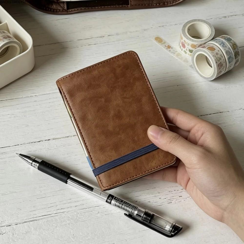 BACKSTAGEEET4FC3 Binding Loose Leaf Notebook, with 40Sheets 3 Holes Pocket Notebook, Korean Mini Bla