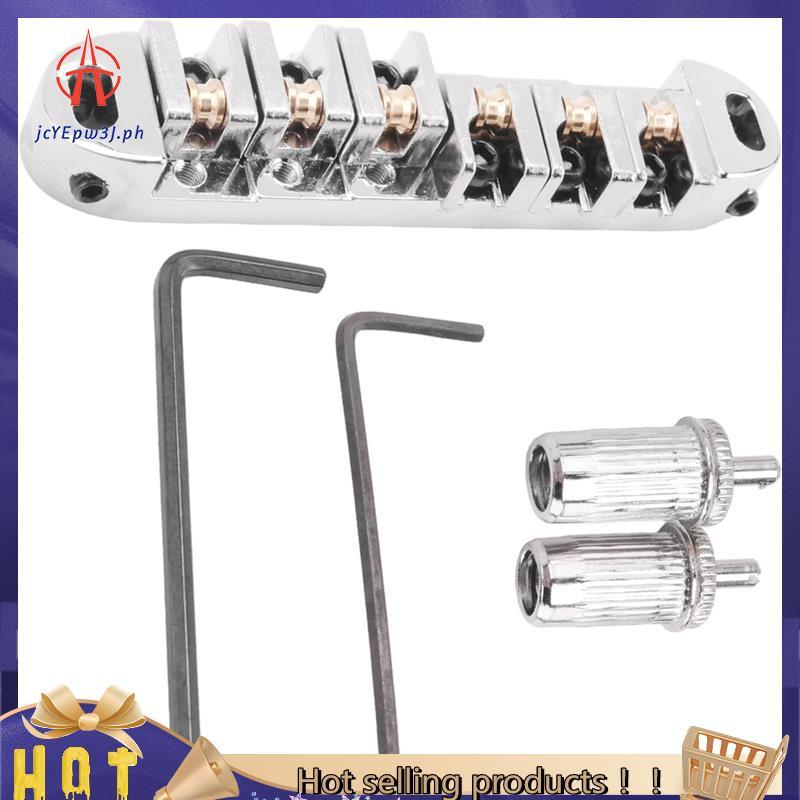 jcyepw3jChrome Metal Plated Roller Saddle Tune-O- Bridge สําหรับกีตาร์ไฟฟ้าสไตล์