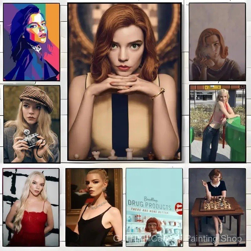 KQIX คนดัง A-Anya Taylor Joy โปสเตอร์ Wall art พิมพ์ศิลปะเหมาะสําหรับห้องนั่งเล่นห้องนอนบาร์ parlor 