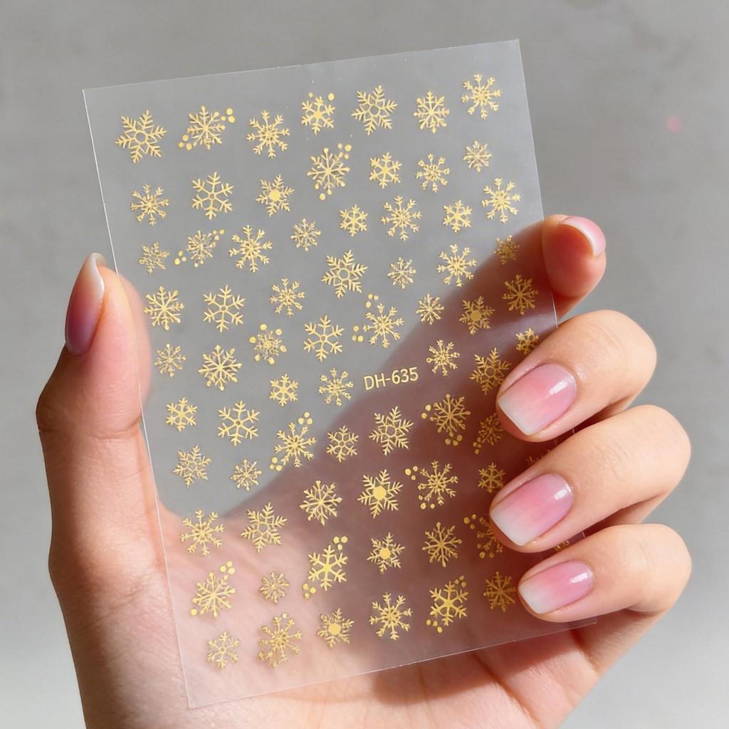 Cross-Border Laser Snowflake Nail Sticker Flat Hot Silver Christmas Snowflake diy สติ๊กเกอร์ติดเล็บเครื่องประดับ DH635