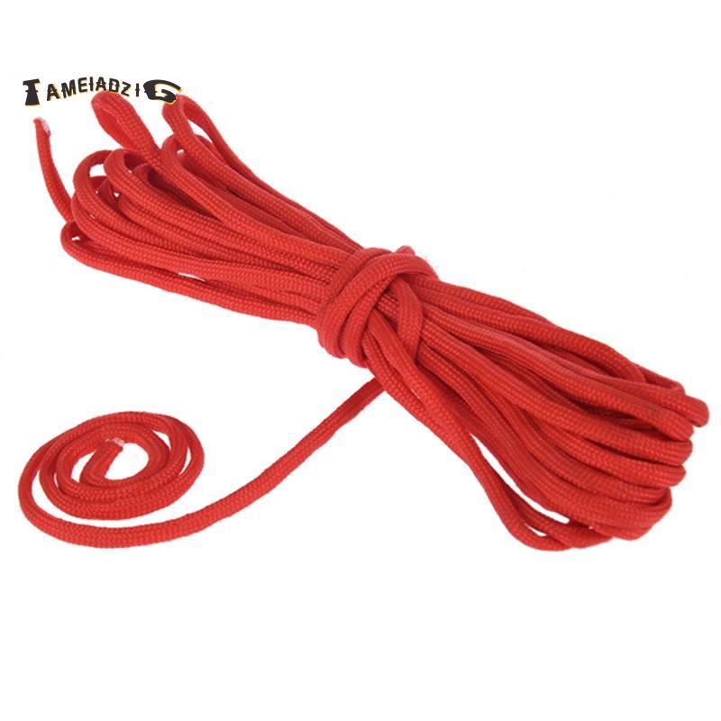[คุณภาพ T]Paracord 550 เชือกร่มชูชีพ 7 Core Strand สําหรับปีนเขาแคมป์ปิ้งเชือกหัวเข็มขัดสีแดง 25FT