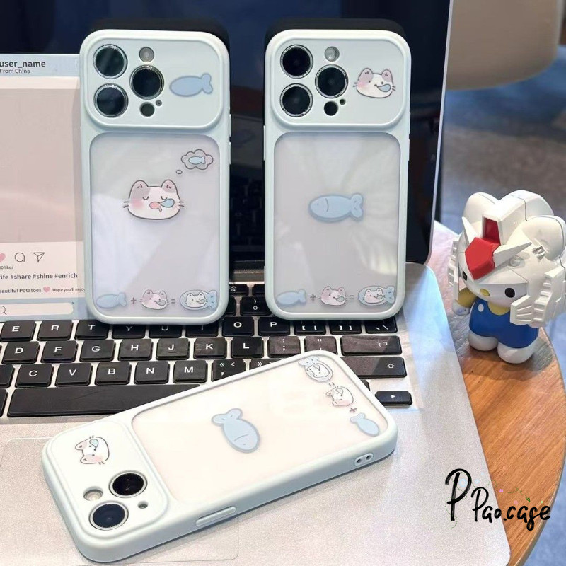 เคสสีพาสเทล ลายแมว ปลา รูปภาพ น่ารักๆ สไตล์หวานๆ เคสไอโฟน17 18 สำหรับ IPhone 18 16 15 14 13 12 11 Pro Max