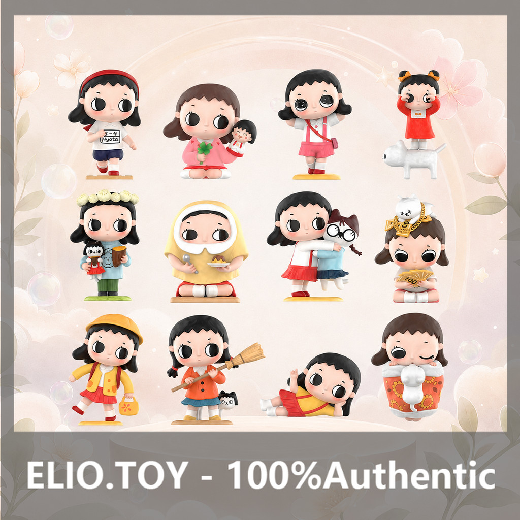 P POPMART Nyota x Cherry Maruko Joint Series ของขวัญตกแต่งกล่องปริศนาฟิกเกอร์