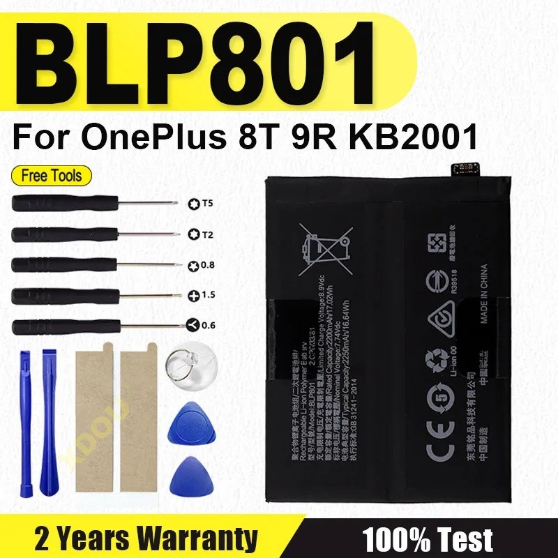 คุณภาพสูง BLP801 แบตเตอรี่สําหรับ OnePlus 8T 9R KB2005 LE2101 KB2001 KB2000 KB2003 4500mAh โทรศัพท์ 