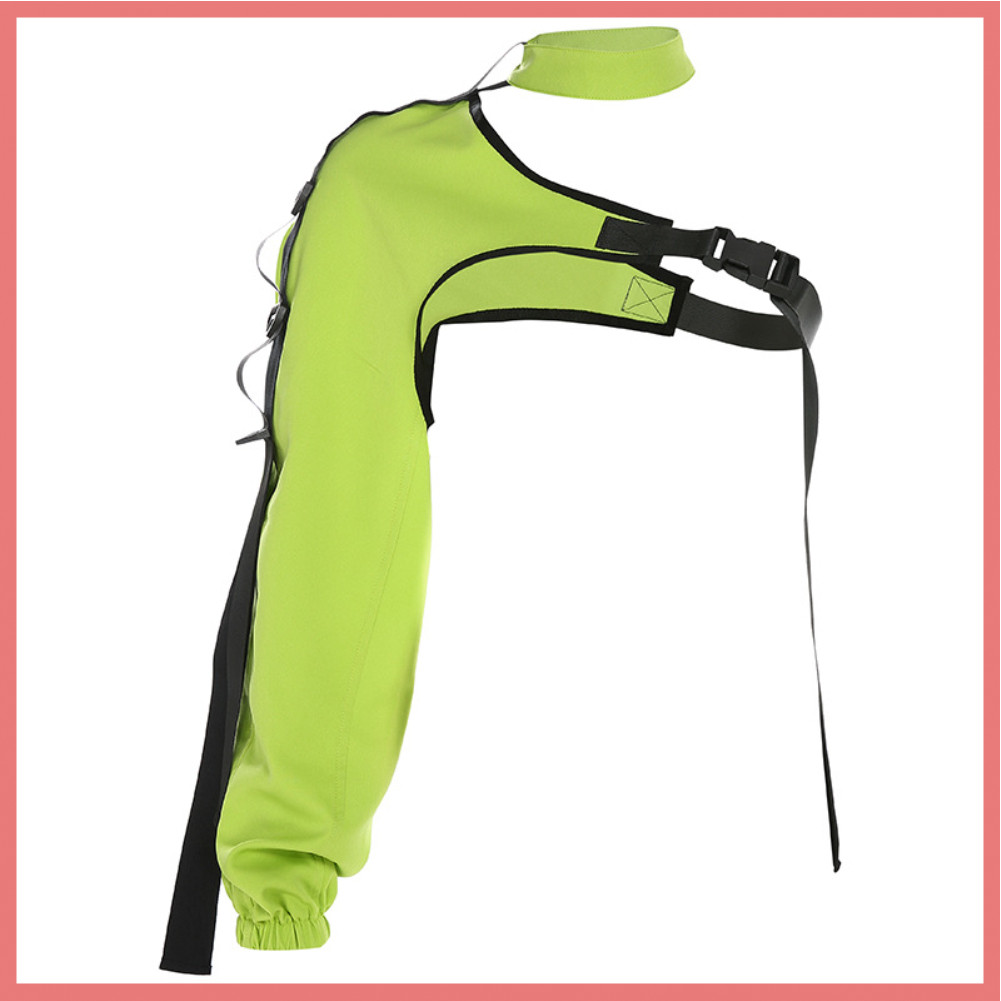 [LPA] ผู้หญิง Chic Choker One แขนยาวสายคล้องคอสะท้อนแสง Halter Smock เสื้อ