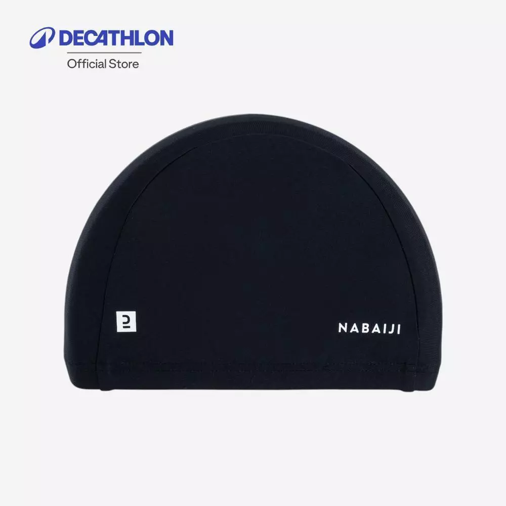 Decathlon Mesh Swimming Cap - Plain Fabric - Size S หมวกว่ายน้ำผ้าตาข่ายที่มีเนื้อผ้าสีพื้น ขนาด S - Black