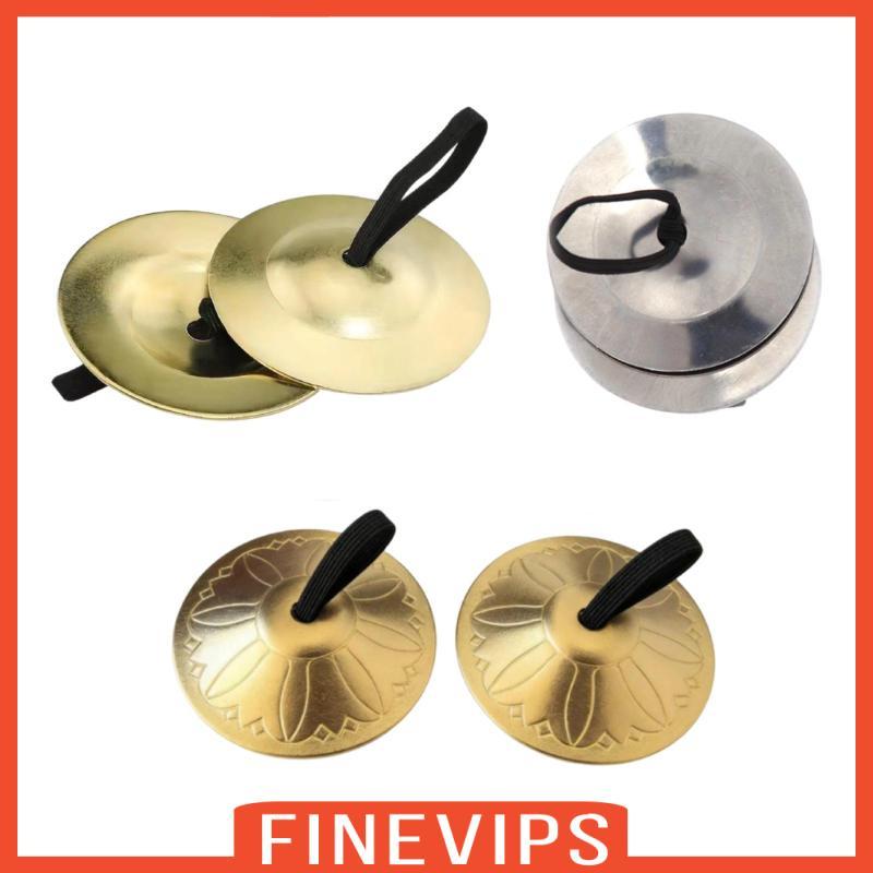 [Finevips] 2 ชิ้นนิ้วมือฉาบหน้าท้องเต้นรําเครื่องดนตรีการศึกษาจังหวะทองแดงกระทบเหมาะสําหรับปาร์ตี้ Choir เด็กเกม
