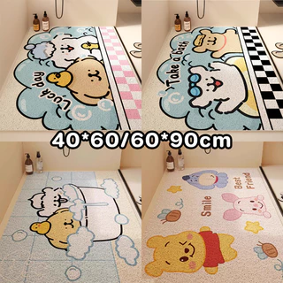 พรมเช็ดเท้าห้องน้ำ แผ่นรองกันลื่นในห้องน้ำ 40*60/60*90cm PVC ลายการ์ตูนน่ารัก กันลื่นได้ดี พรมดักฝุ่น