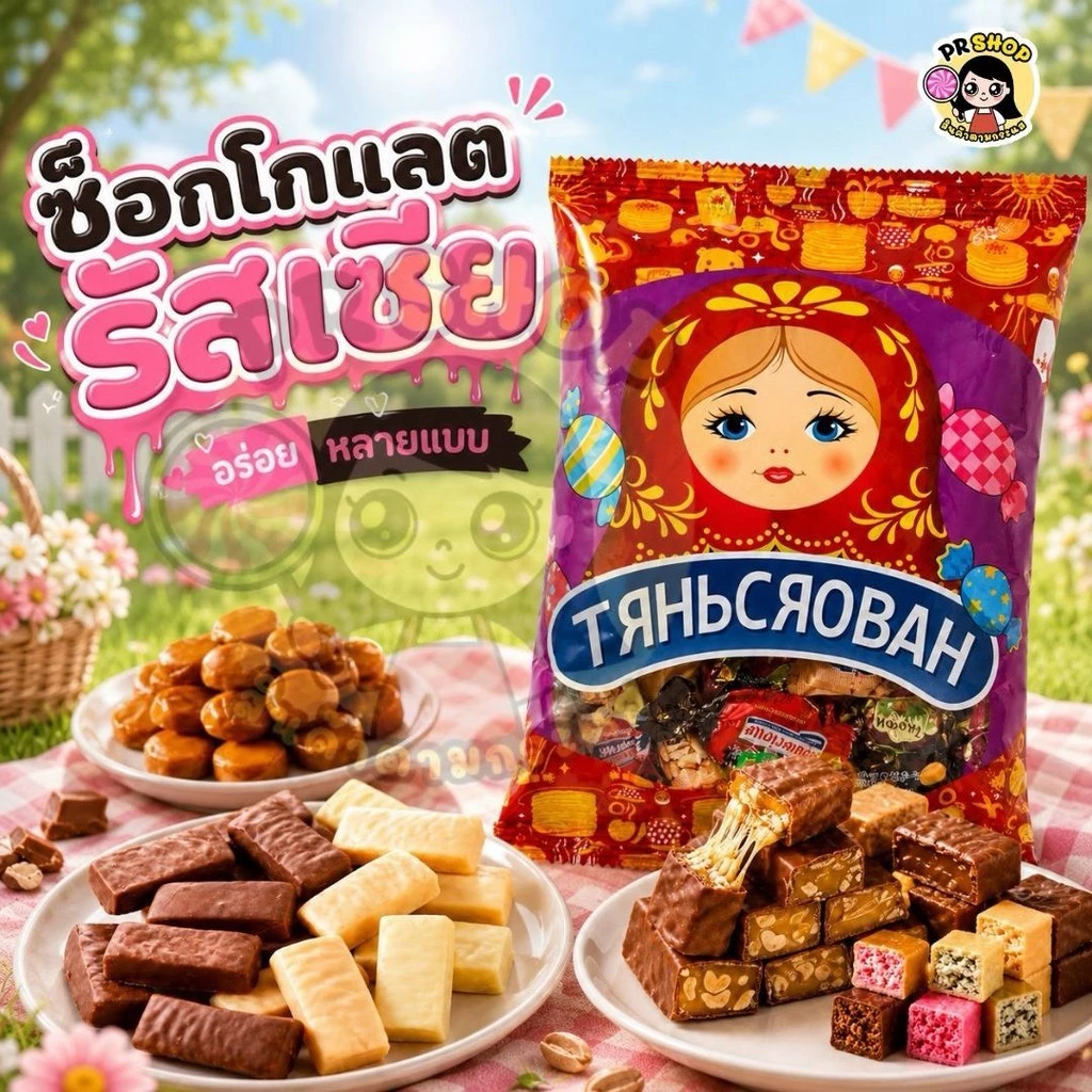 ส่งในไทย ช็อคโกแลตรัสเซีย EBao Duo ในถุงคละหลายแบบ หลายรสชาติ ประมาณ49 ชิ้น รสถั่ว คาราเมล ค้อฟฟี่ ถุงใหญ่500กรัม