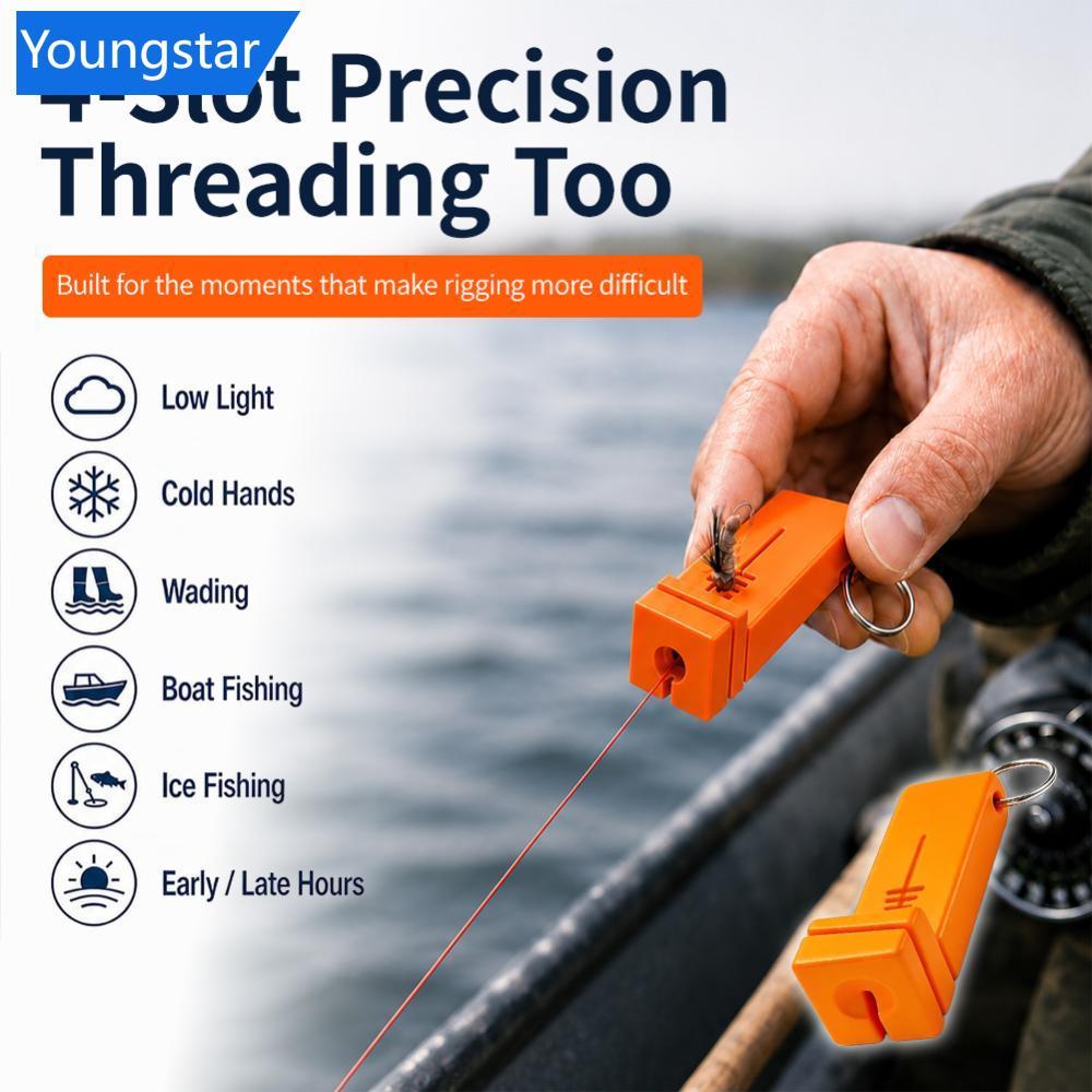 FYY Magnetic Fly Hook Threader 4-Slot Precision Threading Tool Outdoor Ice Fishing Hook Tying อุปกรณ