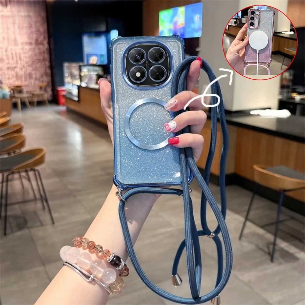 ชุบกรณีแม่เหล็กสําหรับOPPO Realme 16 15 14 13 12 Pro Plus C65 C61 C53 C55 Crossbody Lanyardสร้อยคอฝา