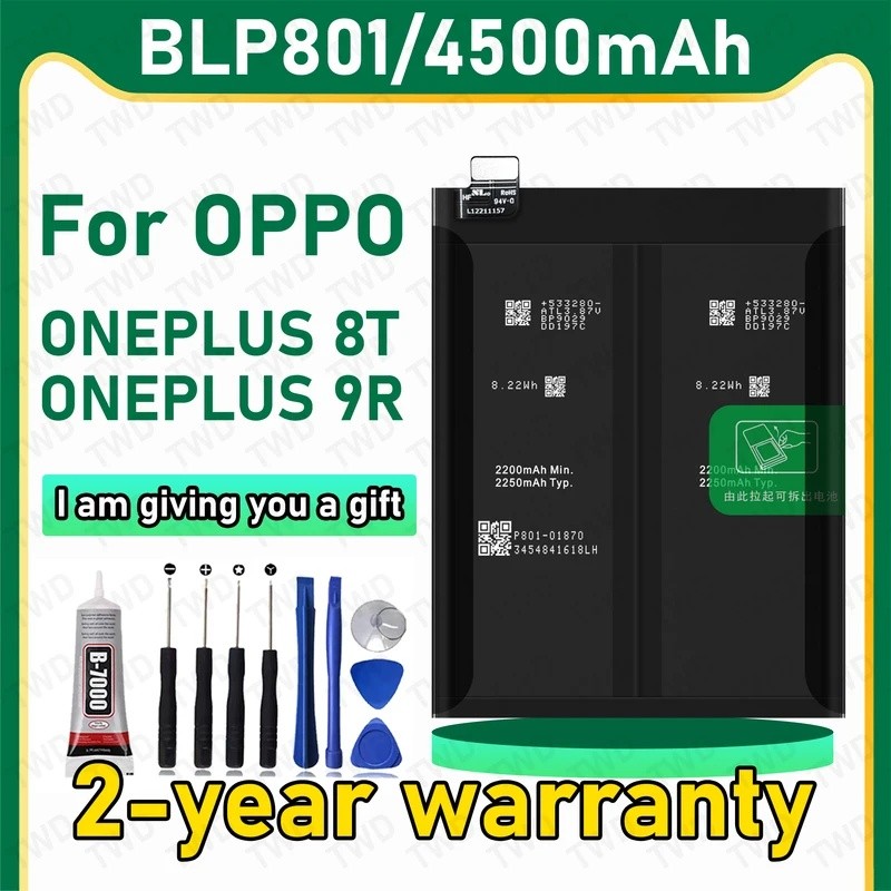 BLP801 แบตเตอรี่ความจุขนาดใหญ่สําหรับ OPPO ONEPLUS 8T/ONEPLUS 9R แบตเตอรี่ใหม่ High Quanlity + เครื่