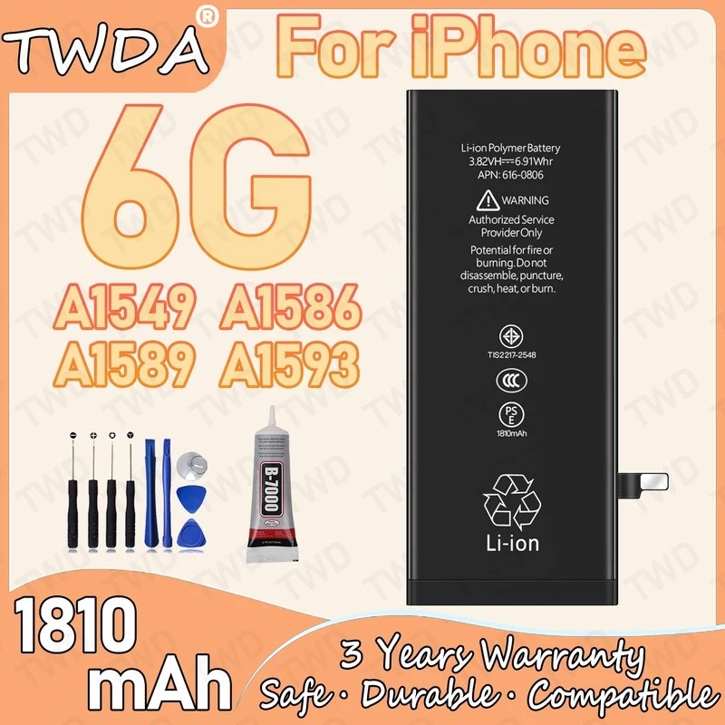 616-0806 แบตเตอรี่ความจุขนาดใหญ่ 1810mAh สําหรับ iPhone 6G/A1549/A1586/A1589/A1593 แบตเตอรี่ใหม่ Hig