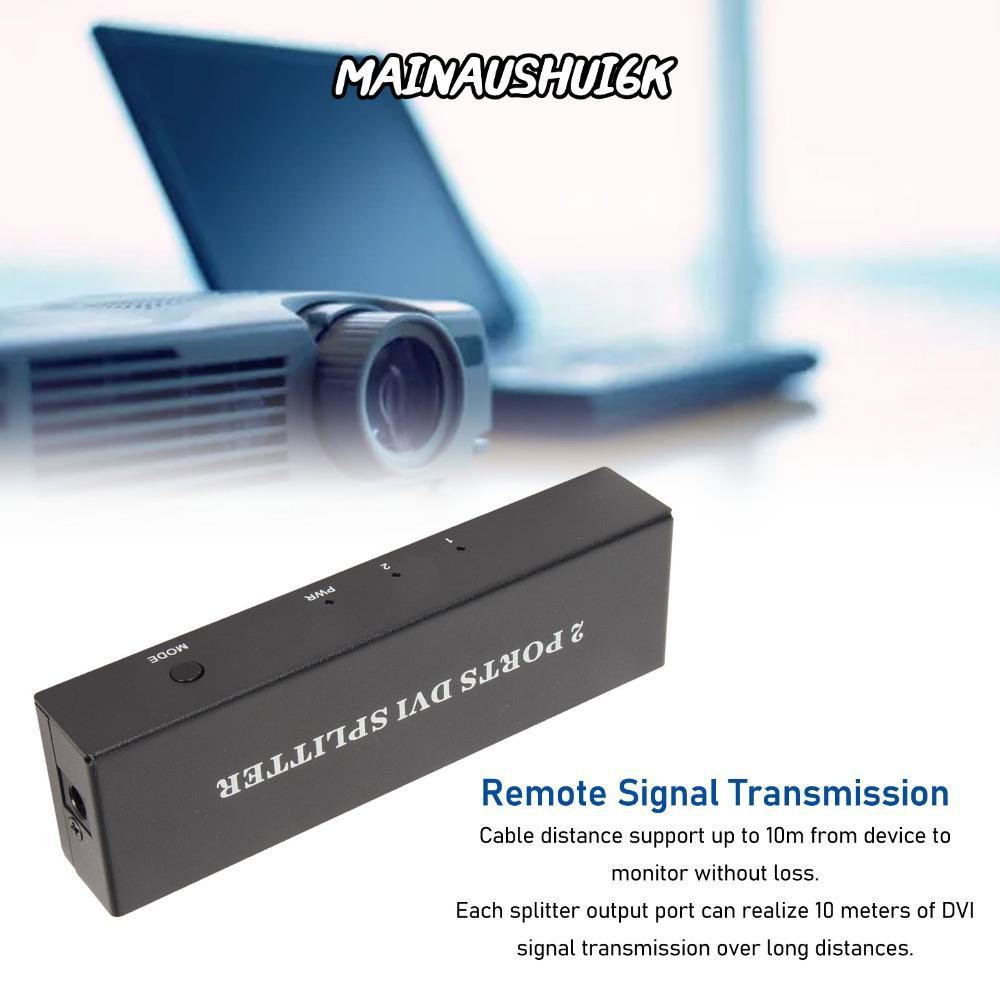 MAINAUSHUI6K 2 พอร์ต DVI Video Splitter, รองรับความละเอียดสูงสุด 1920*1080 1 In 2 Out 1x2 DVI Splitt