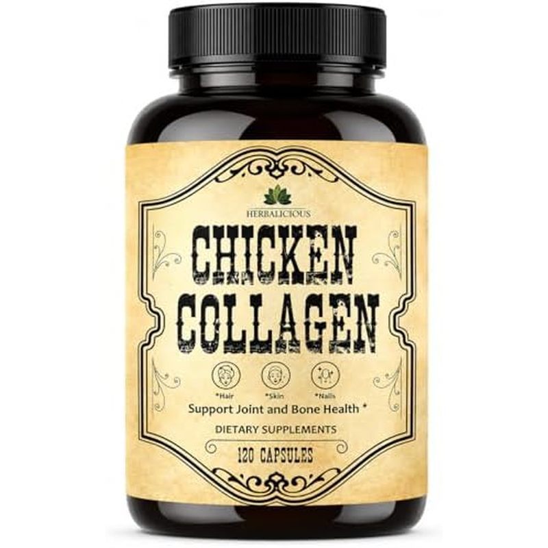 แคปซูลคอลลาเจนไก่ HERBALICIOUS – อาหารเสริมคอลลาเจนสําหรับข้อ ผิว & Bone Support – Hydrolyzed Collag