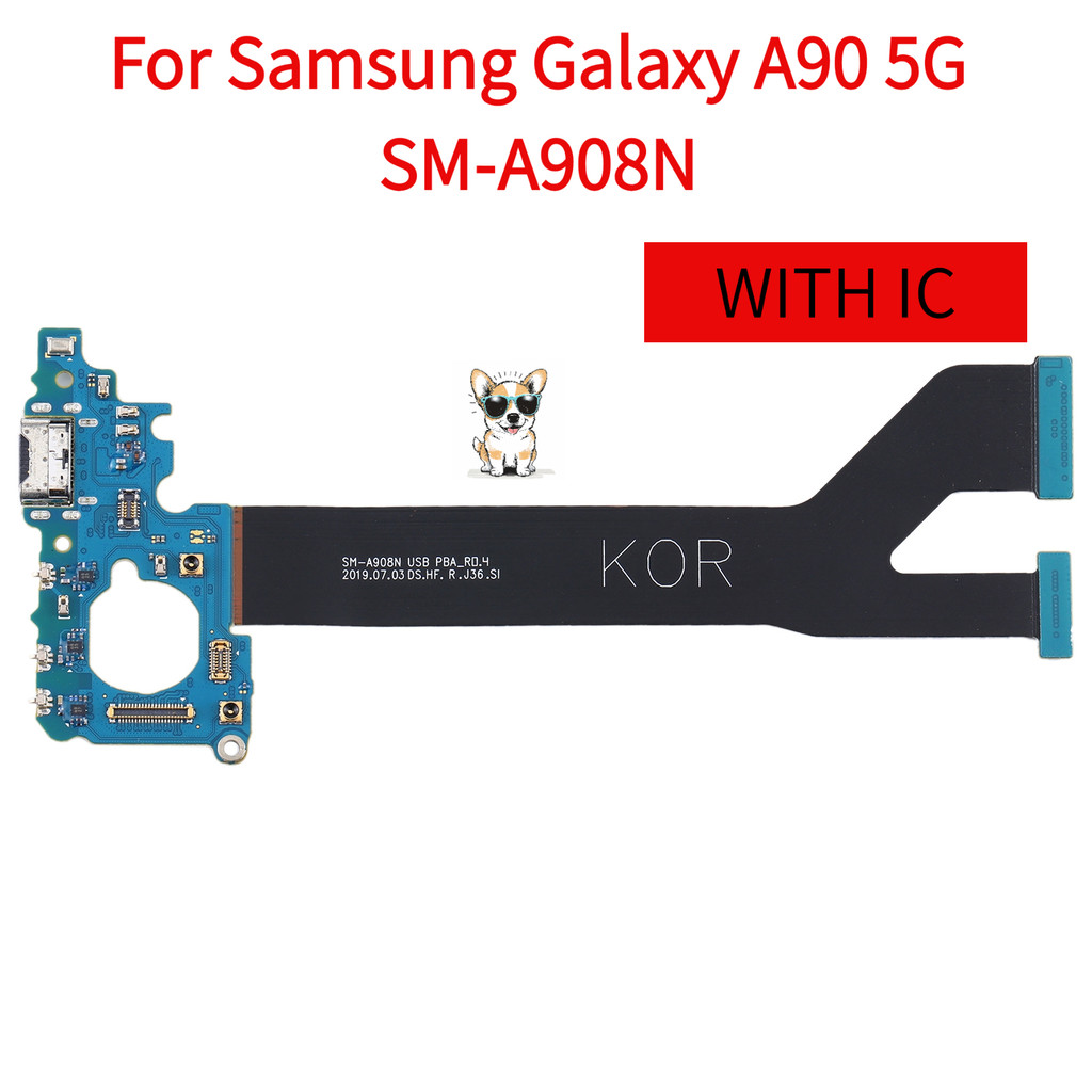 บอร์ดพอร์ตชาร์จพร้อม IC สําหรับ Samsung Galaxy A90 5G SM‐A908N Type-C Dock Flex Repair อะไหล่