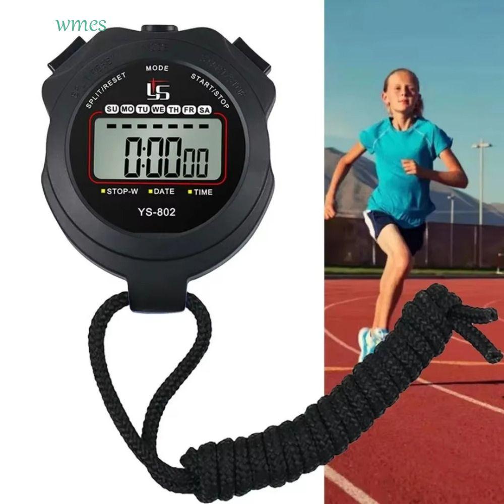 WMES1ZA LCD Chronograph Digital Timer, นาฬิกาจับเวลาอิเล็กทรอนิกส์แบบมือถือกันน้ํา, ปฏิทิน Lap Shock