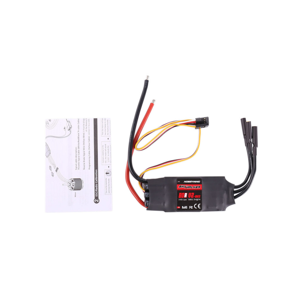 HOBBYWING HOBBYWING SkyWalker 80A UBEC ESC แบบไม่มีแปรงปีกคงที่