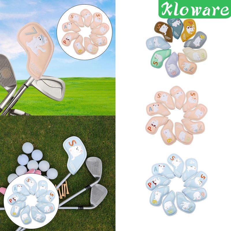 [Kloware] 9 ชิ้น Golf Club Headcovers Golf Iron Covers Set Protection Guard แฟชั่น