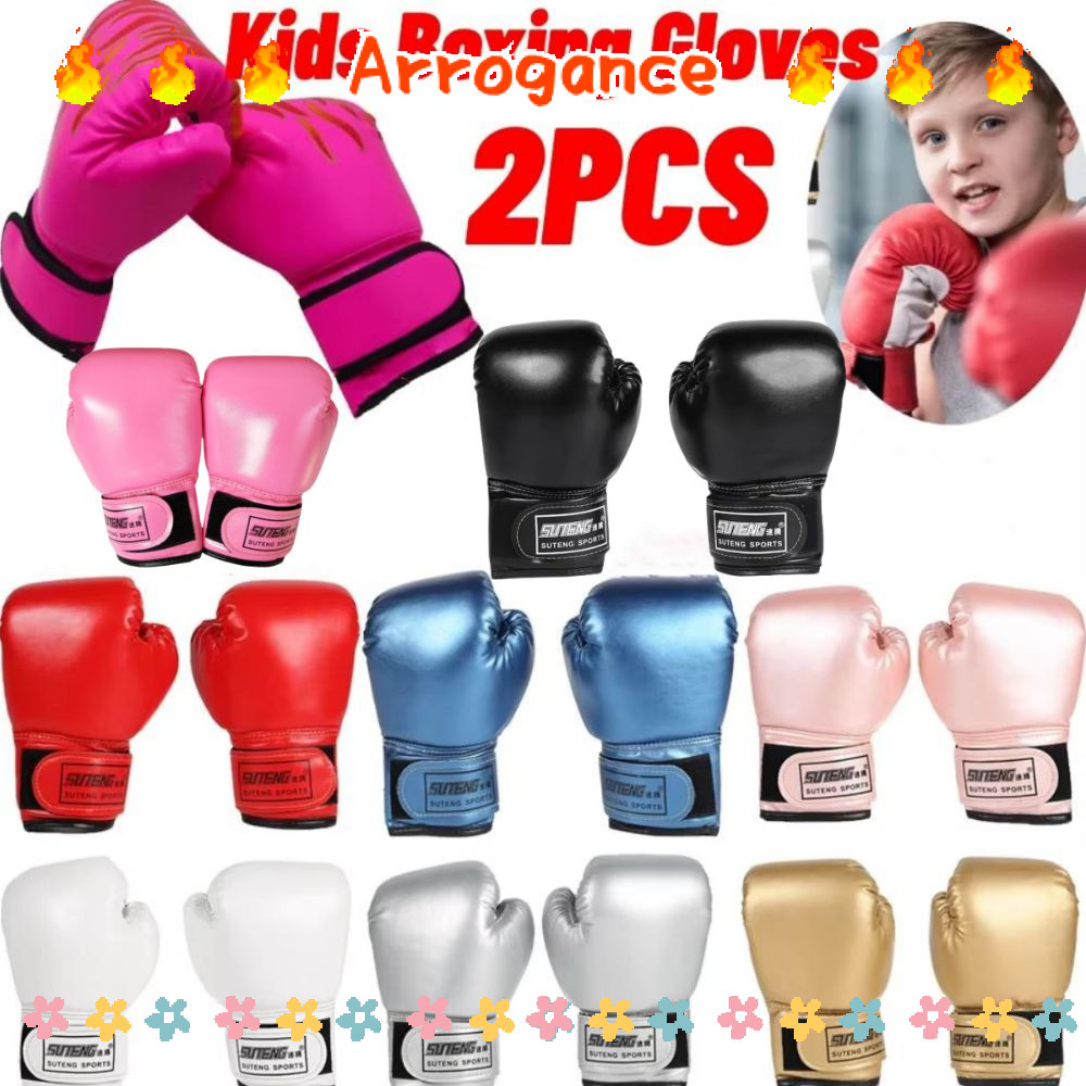AROGANCED 2pcs นวมชกมวยเด็ก, Punching Bag Professional MMA Fighting Gloves, เด็กหนัง PU สําหรับเด็กเ