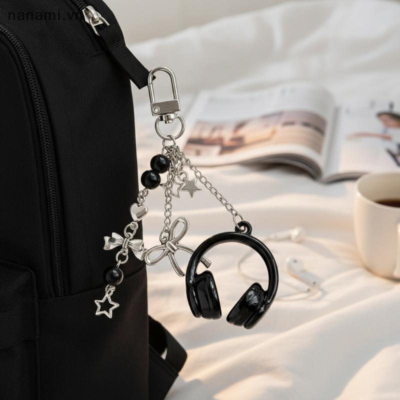 [nanami] Y2K Mini Beaded Music หูฟังพวงกุญแจเฉพาะชุดหูฟังจี้สําหรับอุปกรณ์เสริมโรงเรียนปาร์ตี้ [VN]