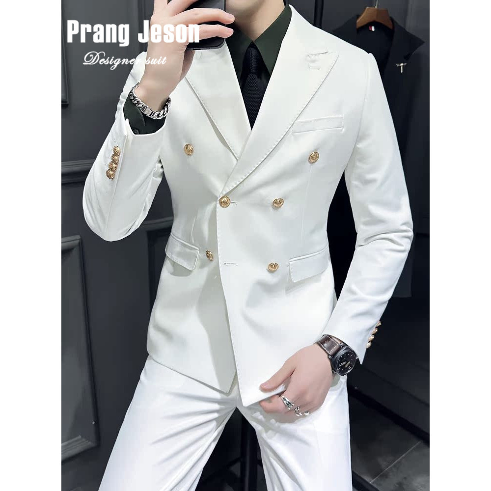 High-End Feeling Brazor Blazer Men British Slim-fit Double-breasted Suit Mens Suit Youth Casual Offi