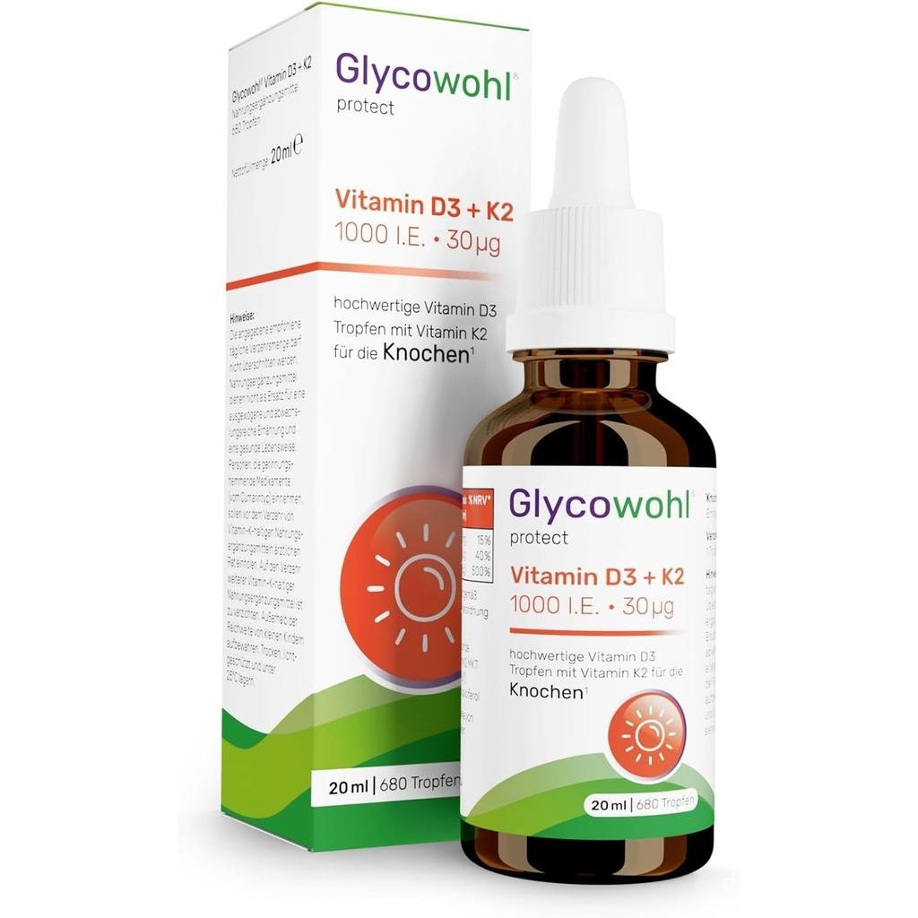 Glycohl Vitamin D3 + K2 Drops - 1000 IU พร้อม K2Vital & Vitamin E OXKH