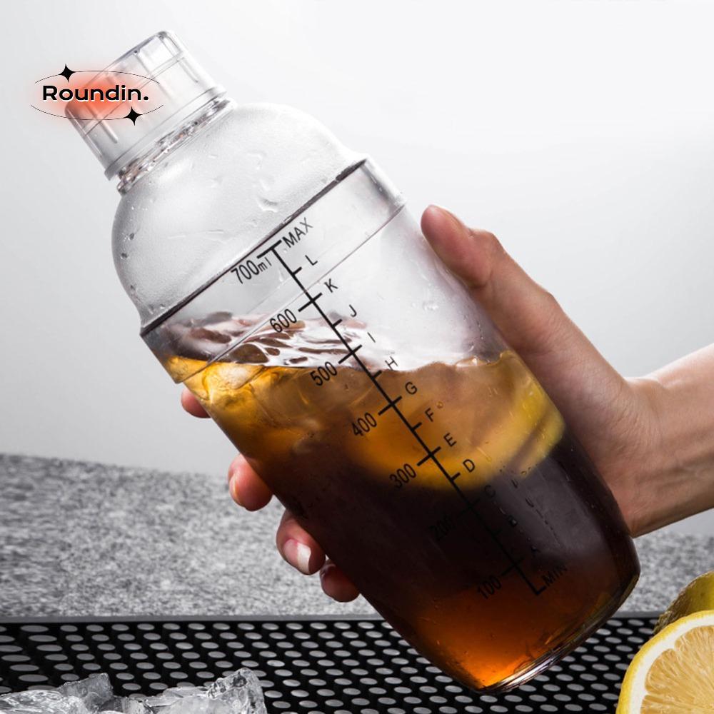 ROUNDIN กาน้ําชานม,พร้อมสเกลโปร่งใส Didi Shaker, Hand Drink Mixer พลาสติกกรอง Top Drink Mixer ขวดบาร