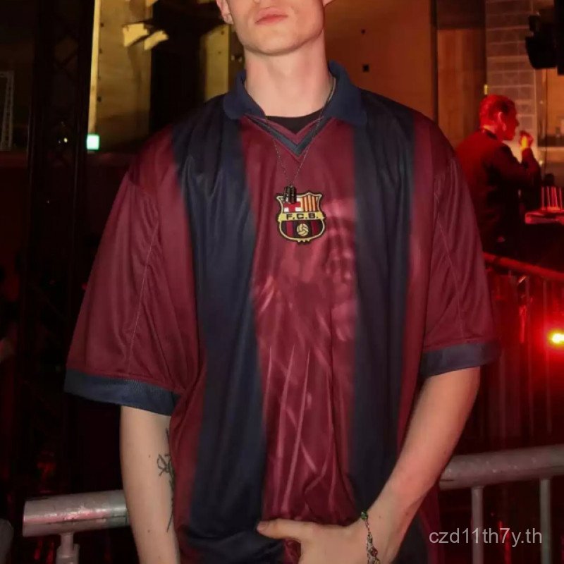 2000-01 Bazaarona Retro Travis Scott เสื้อฟุตบอลผู้ชายหลวมเสื้อฟุตบอลฮิปฮอป