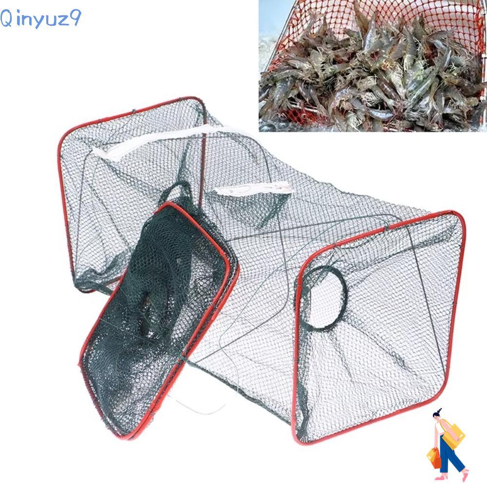QINYUZ9 ตกปลา, ตาข่ายไนลอนกับดักปลาแบบพับได้,แบบพกพาตกปลา Rucking Cage สําหรับปูกุ้งกั้ง