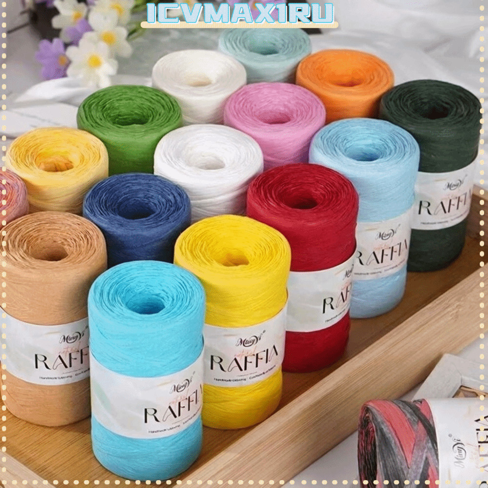 ICVMAX1RU เส้นด้าย Raffia, สาย Raffia หลากสี DIY, กระเป๋าถักหมวกด้ายทอถักด้วยมือ