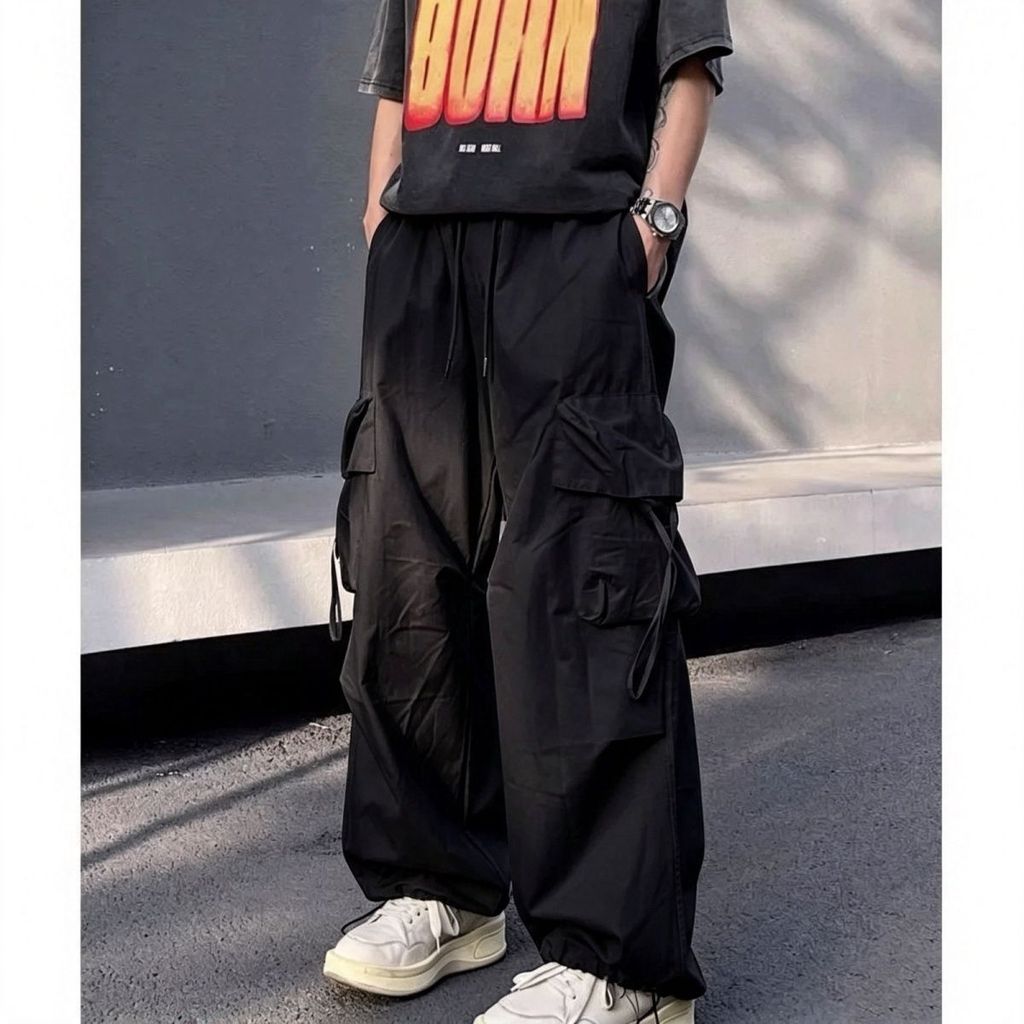 สาวสวย Rade High High High Street Radewear Retroed裤夏高宽松款长 Mens High Street Straight Street Dance Cug
