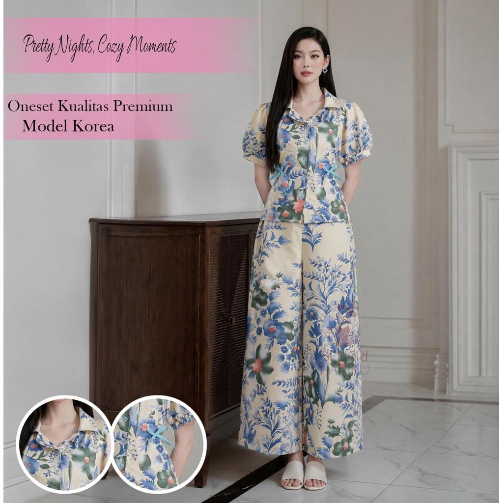 KATUN Ilook | [Pre-Order] One Set Ruwais Womens Cotton Twis Suit Short Sleeve Balloon Top and Floral