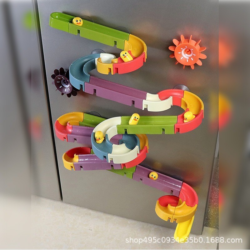 [ks1194.th] DIY Bath ของเล่นเด็กประกอบ Track Ball ลื่นสนุกเด็กการศึกษา Fun Bath Duck Building Blocks