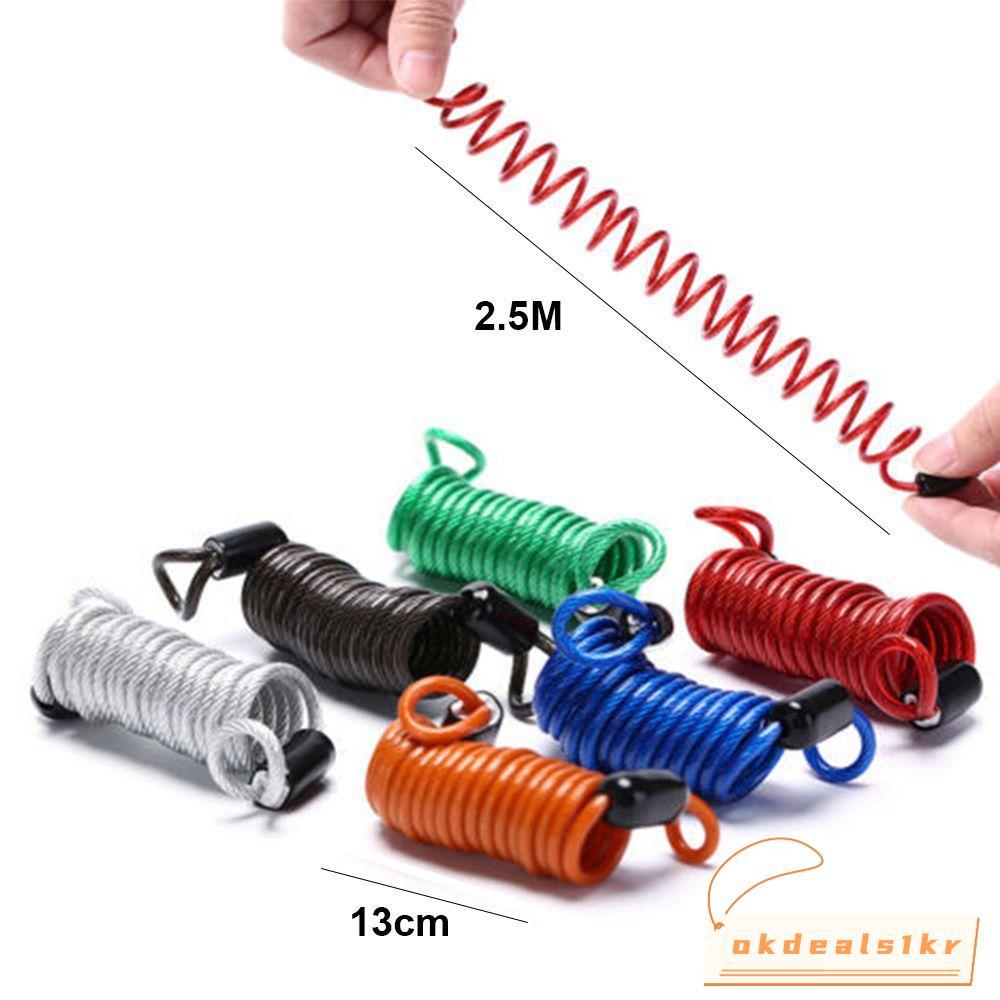 IOKDEALS1 2.5m Bold Spring Cable Motorcycle Safety Bike Tool Disc Brake Helmet Wire