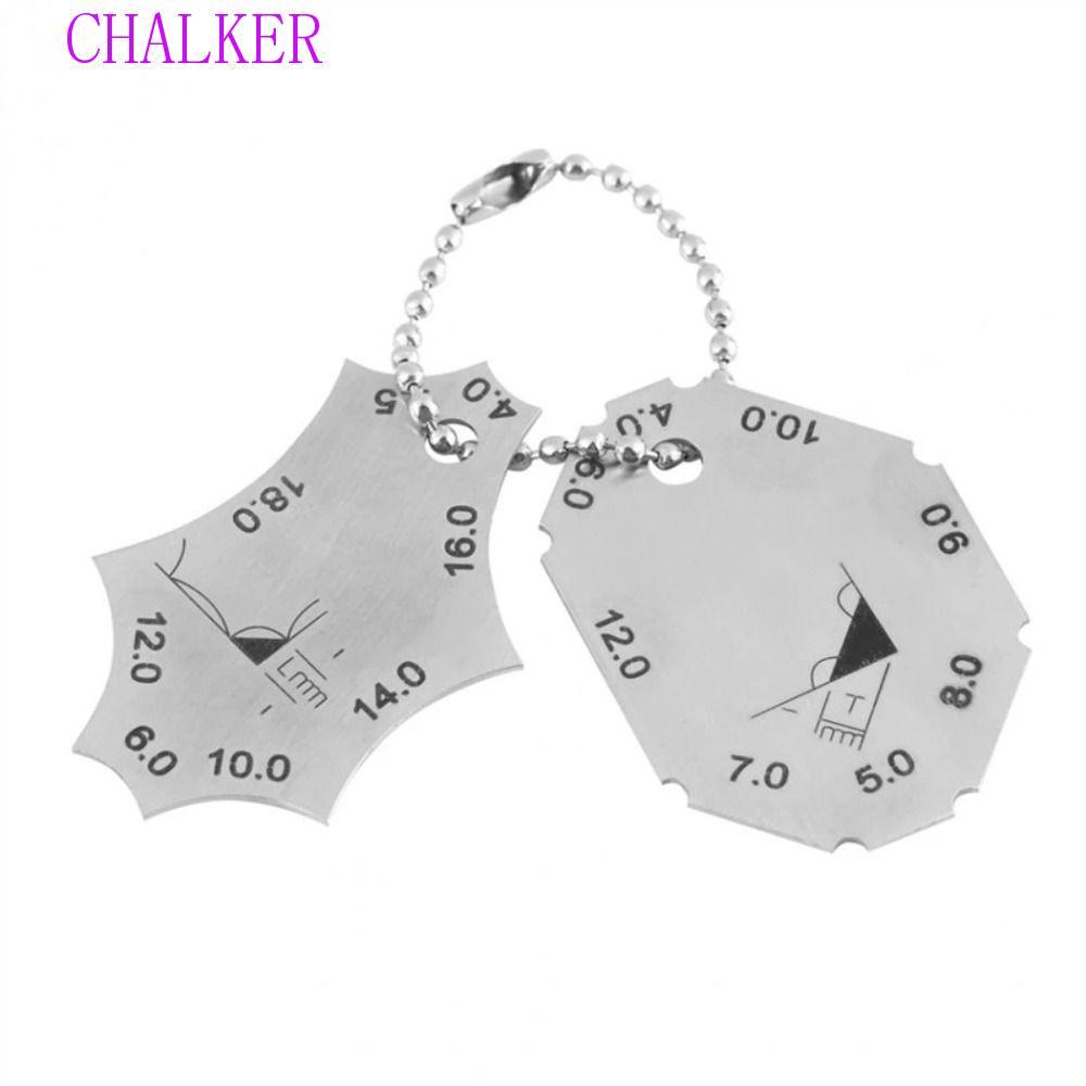 CHALKER Weld Gauge,ความยาวขาคอความลึกเชื่อม,สองชิ้น Fillet Weld Tee Joint สแตนเลสเครื่องเชื่อมตรวจสอบไม้บรรทัดเชื่อมเครื่องมือวัด