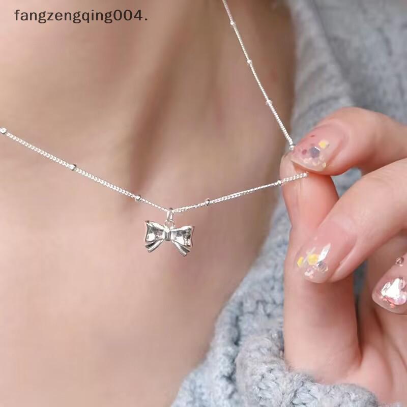 F4TH เงินสี Smooth Bow จี้ Nelace ผู้หญิงคอ Minimalist Ne CHAIN ของขวัญวันเกิดหรูหราเครื่องประดับ f4