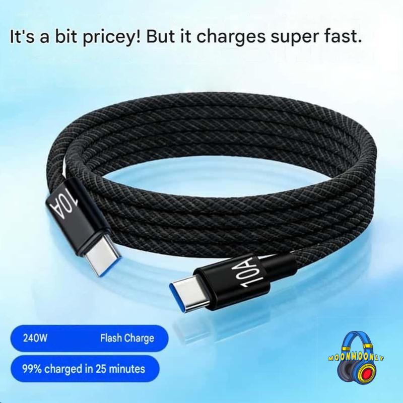 MOON Heavy Duty 240W Type C ถึง Type C สาย 10A สําหรับแล็ปท็อปแท็บเล็ตสมาร์ทโฟน