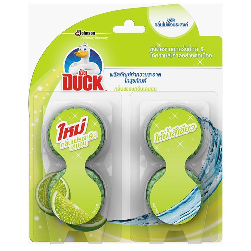 เป็ดผลิตภัณฑ์ทำความสะอาดโถสุขภัณฑ์กลิ่นเฟรชกรีนเลมอน 38ก แพค 4 Duck Toilet CleanerLemon 38gX4 [8850175030058 ]