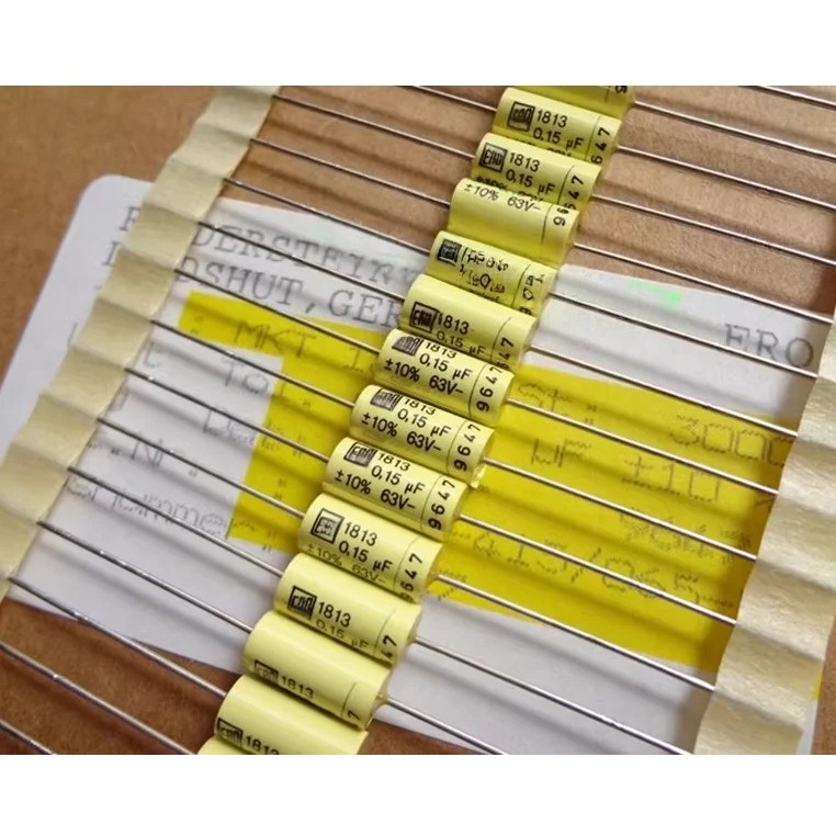MKT1813 0.15UF 63V 5X10MM axial film capacitor 154/63V HiFi audio MKT 1813 63V 0.15UF 154