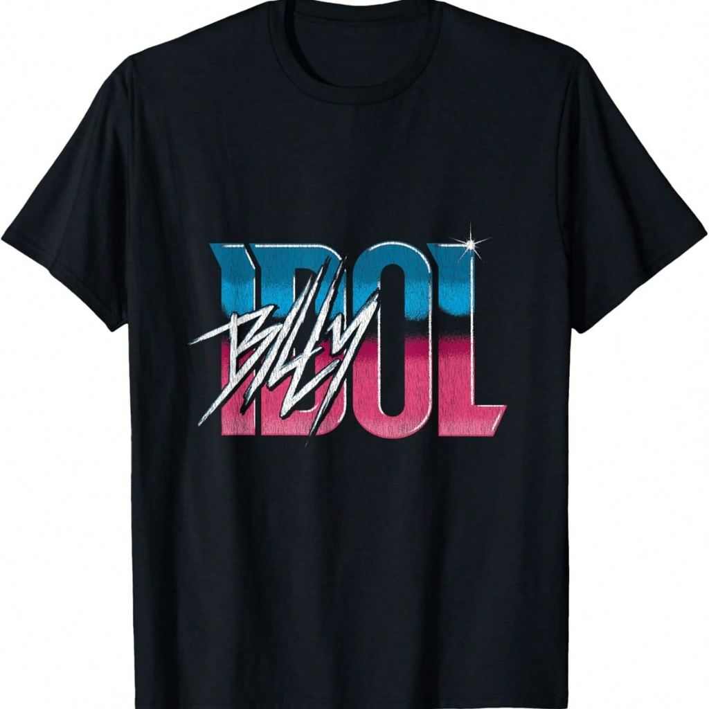 Billy Idol - เสื้อยืดโลโก้ไล่โทนสี