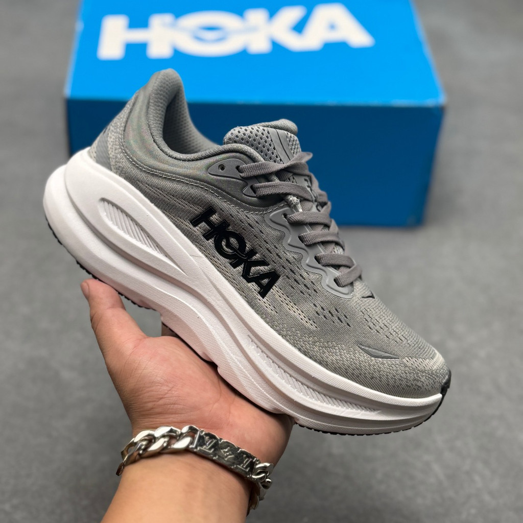 HOKA Bondi 9 รองเท้าวิ่งสําหรับผู้ชายและผู้หญิงเบาะระบายอากาศหนาดูดซับแรงกระแทกรองเท้าผ้าใบน้ําหนักเ
