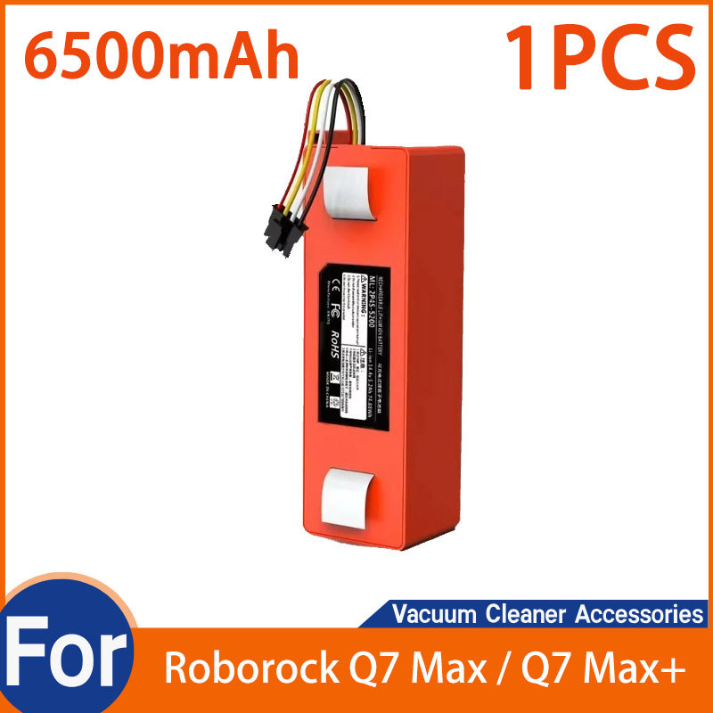 14.4V 6500mAH สําหรับ Roborock Q7 Max / Q7 Max+ เครื่องดูดฝุ่นหุ่นยนต์เปลี่ยนแบตเตอรี่ (1PCS แบตเตอร