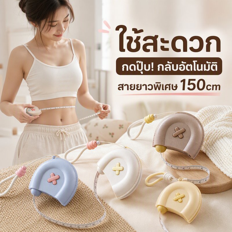 COD สายวัดเอวแม่เหล็ก ตลับเมตรพกพา 150cm สายวัดเอว ใช้งานง่าย ม้วนเก็บได้ วัดอกเอวสะโพก