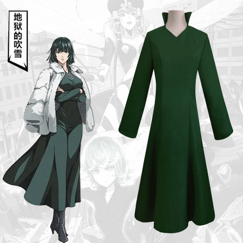 One Punch Man Hells Blower (Fubuki) ชุดคอสเพลย์ - เดรสแขนยาวสีเขียว TRX5