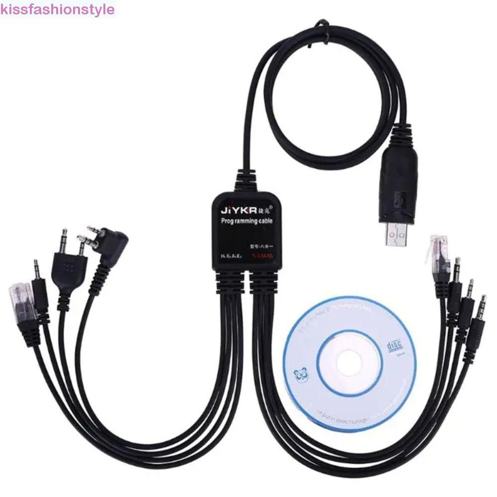 KISSFASHIONSTYLE สายไฟเชื่อมต่อเครื่องส่งรับวิทยุ 8 in 1, USB K-type มัลติฟังก์ชั่น 8 in 1 สายการเขี