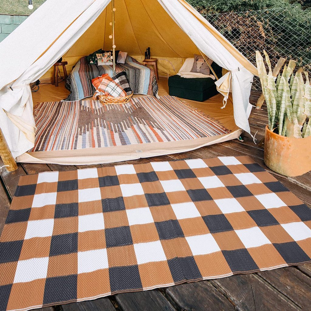 Amazon ขายร้อนหนาแบบพกพา Moisture-proof ทนทาน Courtyard Mat กลางแจ้ง RV Camping Camping Camping Mat